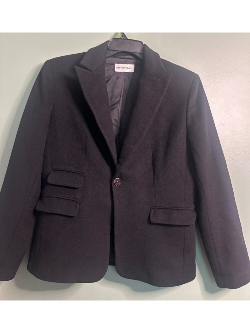 Vintage Y2K Newport News Black Wool Blend Blazer Jacket Women Preppy Old Money